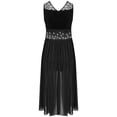 thumbnail image 7 of renvena Lyrical Dance Dress for Girls Flowy Chiffon Skirt Contemporary Ballet Tutu Leotard Dancewear Black 14, 7 of 7