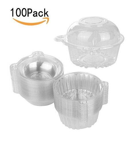 Clear Plastic Cupcake Box Individual Cupcake Containers Single Cake Case Muffin Pod Dome Holder Container 100PCS Stackable Clear Plastic Plastic Single Cupcake Boxes