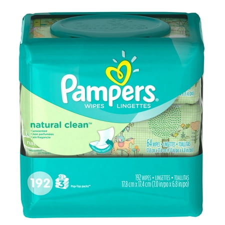 Pampers Baby Wipes Natural Clean 3X 192 count