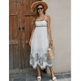 thumbnail image 4 of Women's Cotton Embroidered Midi Dress - Classic Black And White A-Line Sundress With Contrast Trim, Perfect For Vacation, 4 of 5