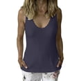 thumbnail image 6 of AnuYalue Lace Tank Tops for Women V Neck Wide Strap Soft Ribbed Camisole Fashion Sleeveless Round Neck Top, 6 of 7