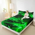 thumbnail image 4 of Feelyou Neon Green Automobile Queen Sheet Sets for Kid, Fashion Stripes Honeycomb Flat Sheet, Racing Horse Animal Queen Fitted Sheet, Microfiber Bedroom Decor, 4 Pieces, 4 of 7