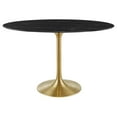 thumbnail image 2 of Modway Lippa 48" Oval Artificial Marble Dining Table in Gold Black, 2 of 7