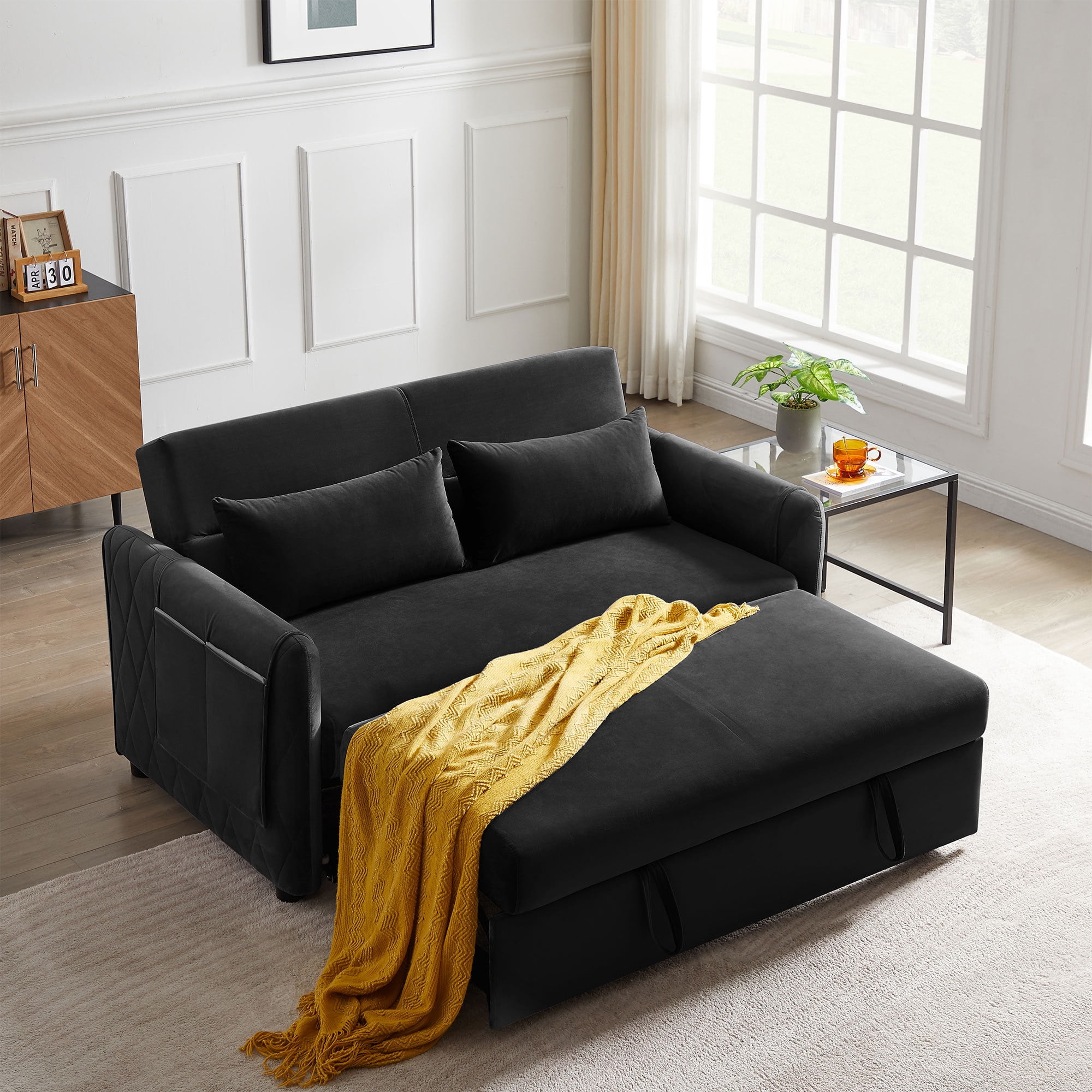 Anysun Convertible Sofa Bed with PullOut Bed and 2 Pillows Corner