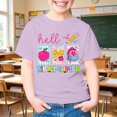 thumbnail image 6 of School Uniform Tshirts Children First Day School Cartoon Tee Short Sleeve Girls Top Girls Tshirts Light Purple 13-14 Years, 6 of 7