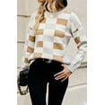 thumbnail image 4 of Effortless Casual Look with this Khaki Checkered Rounded Neck Sweater - [ZhiHiMeRi] | (US 4-6)S, 4 of 6