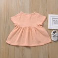 thumbnail image 3 of Robe pour Nouveau-Né Fille à Manches Courtes, Couleur Unie, Col Rond, Boutonnée, en Coton et Lin, Robe Décontractée (80/90/100/110), 3 of 3