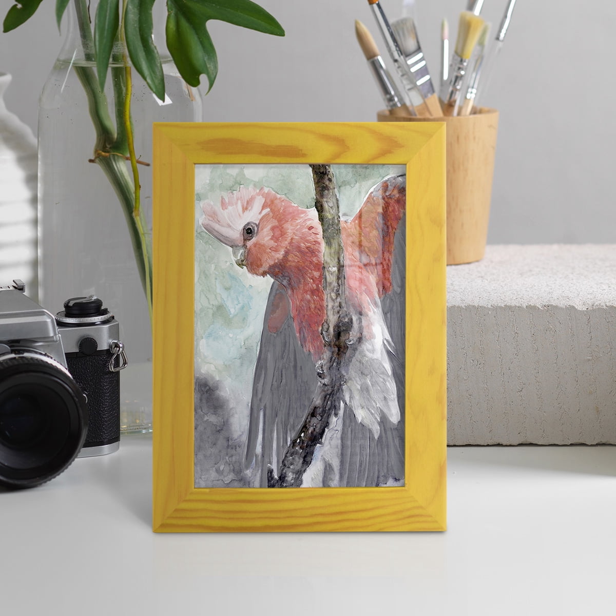 Tropic Parrot II - Framed Print w/glass - Sunflower Yellow
