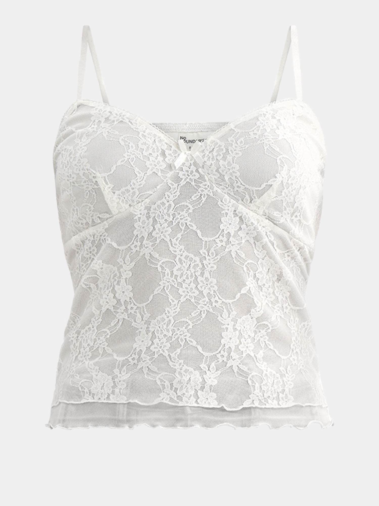 No Boundaries Lace Tank with Picot Trim for Women, Floral Lace