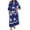 010Blue, variant on SCSAlgin Plus Size Women's 3/4 Sleeve Deep V-Neck Dress Fashion Printed Pleated Midi Dresses Waist Swing Dress