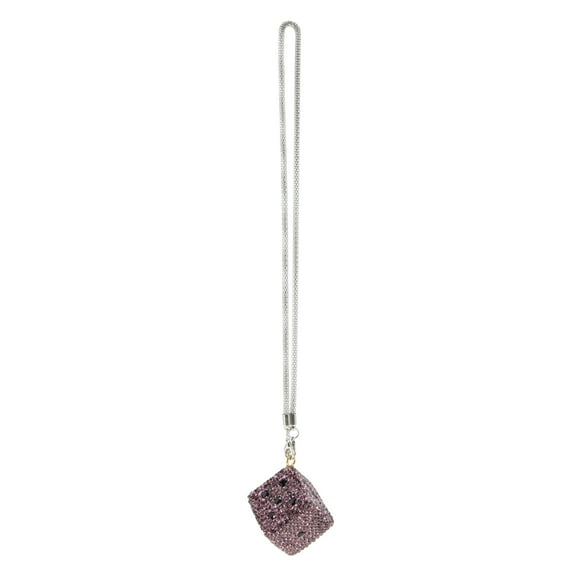 Unique Bargains 1 Pcs Metal Rhinestone Diamond Dice Car Rear View Mirror Pendant Accessories Car Hanging Ornament Purple