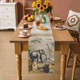 thumbnail image 4 of Vintage Jungle Animals Table Runner 90 Inches Long,Kitchen Dining Tablerunners Elephants Giraffes Lions Linen Table Runners Dresser Scarves for Home Dinner Wedding Holiday Party Decor, 4 of 9