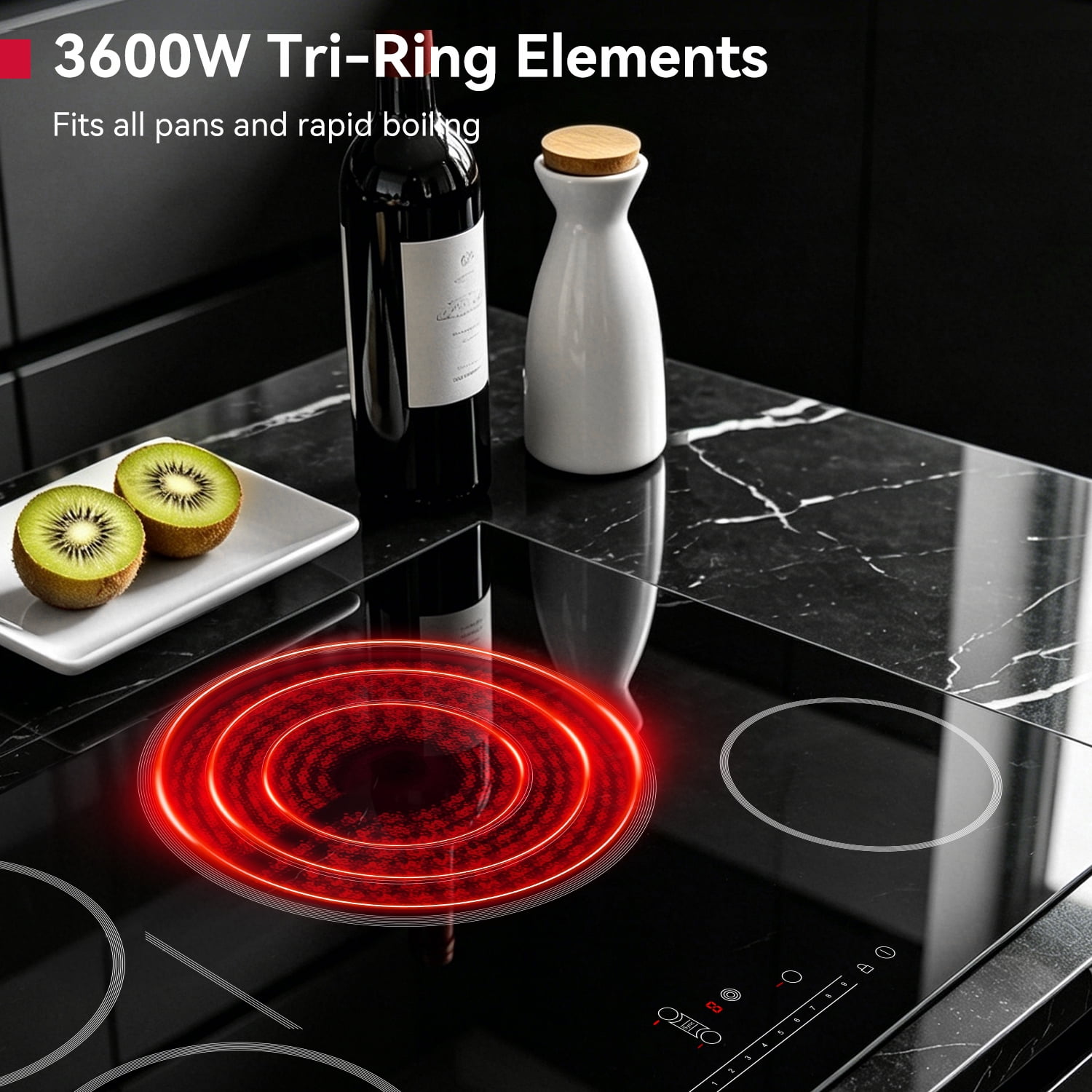 GASLAND 30 in. 4 Elements Radiant Electric Cooktop in Black, ETL & FCC, with Tri-Ring Element and Bridge Element