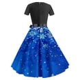 thumbnail image 3 of LOVZFMLL Robe Femme Mode Décontractée à Imprimé Floral à Manches Courtes à Col Rond Longueur Genou Bleu P, 3 of 3