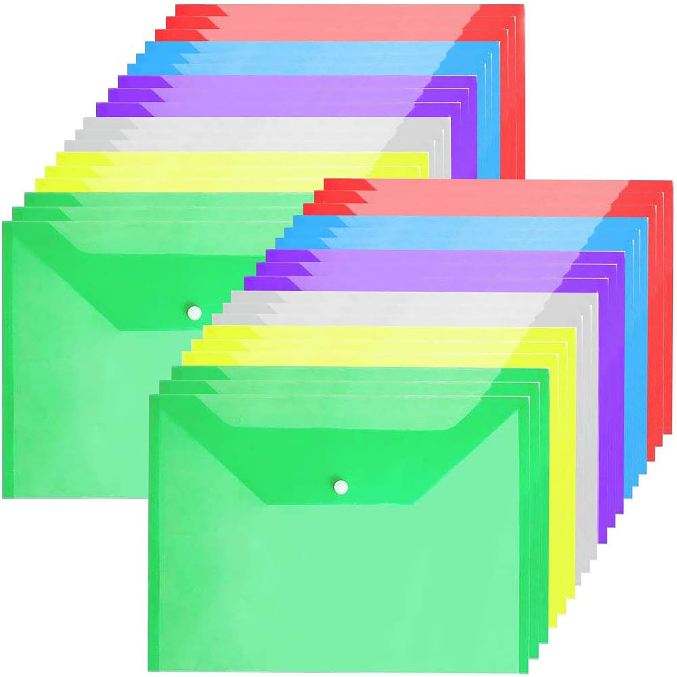 Plastic Wallets A4 File Document Folders with Popper(36 Pack)