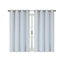 Energy Saving 100% Max Blackout Thermal Grommet Top Bath & Kitchen Window Curtains - Silver, 45 in. Long