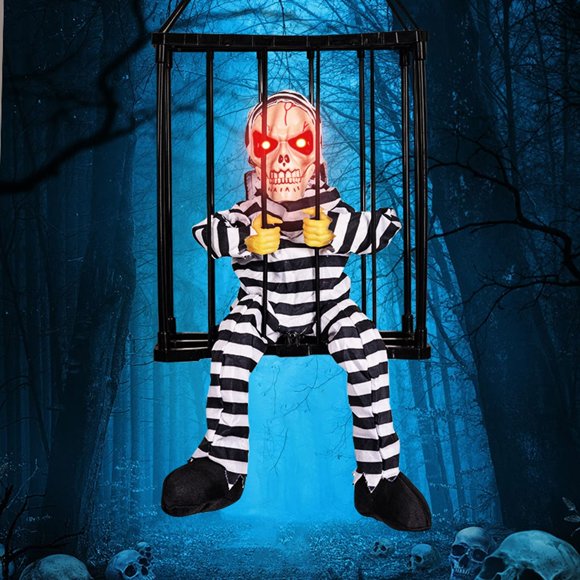 Hanging Halloween Hanging Halloween Yelling Scary Animated Halloween Decorations Indoor Outdoor Features: Features:prisoner
