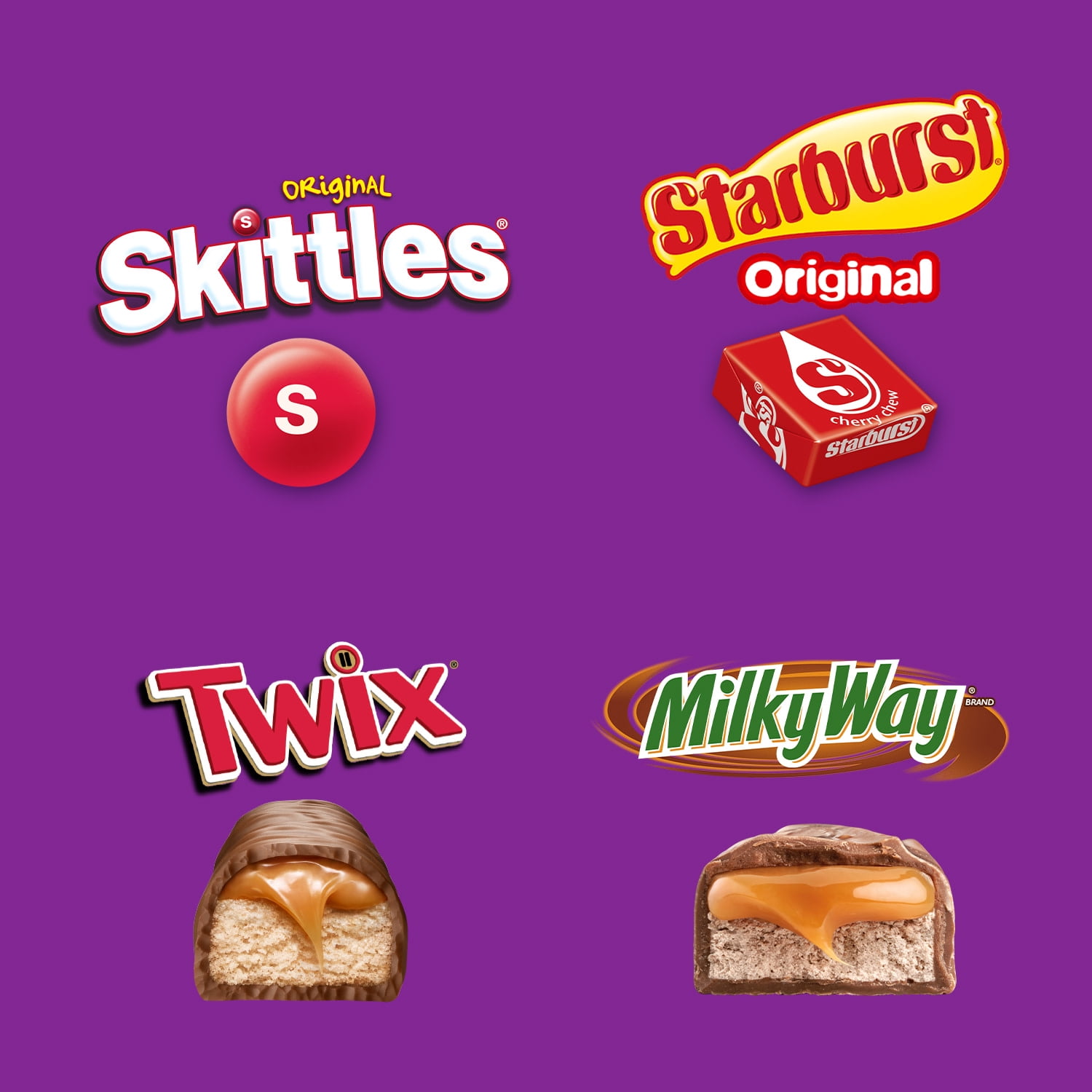 (3 pack) Twix, Milky Way, Skittles & Starburst Variety Assortment, Party Size - 21.82 oz Bulk Bag