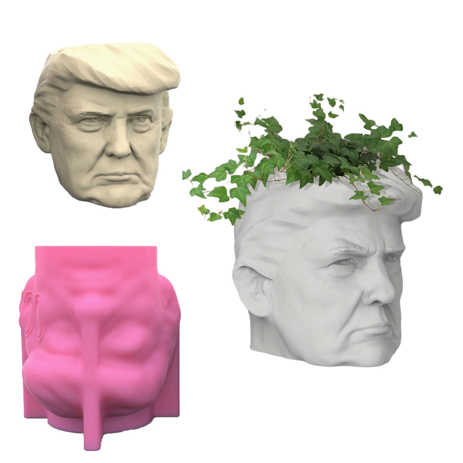 COOLHOOD Human Face Figurine Vases Molds Face Sculpture Flowerpots Resin Molds for Making Vases Flowerpots Plant Pots Craft