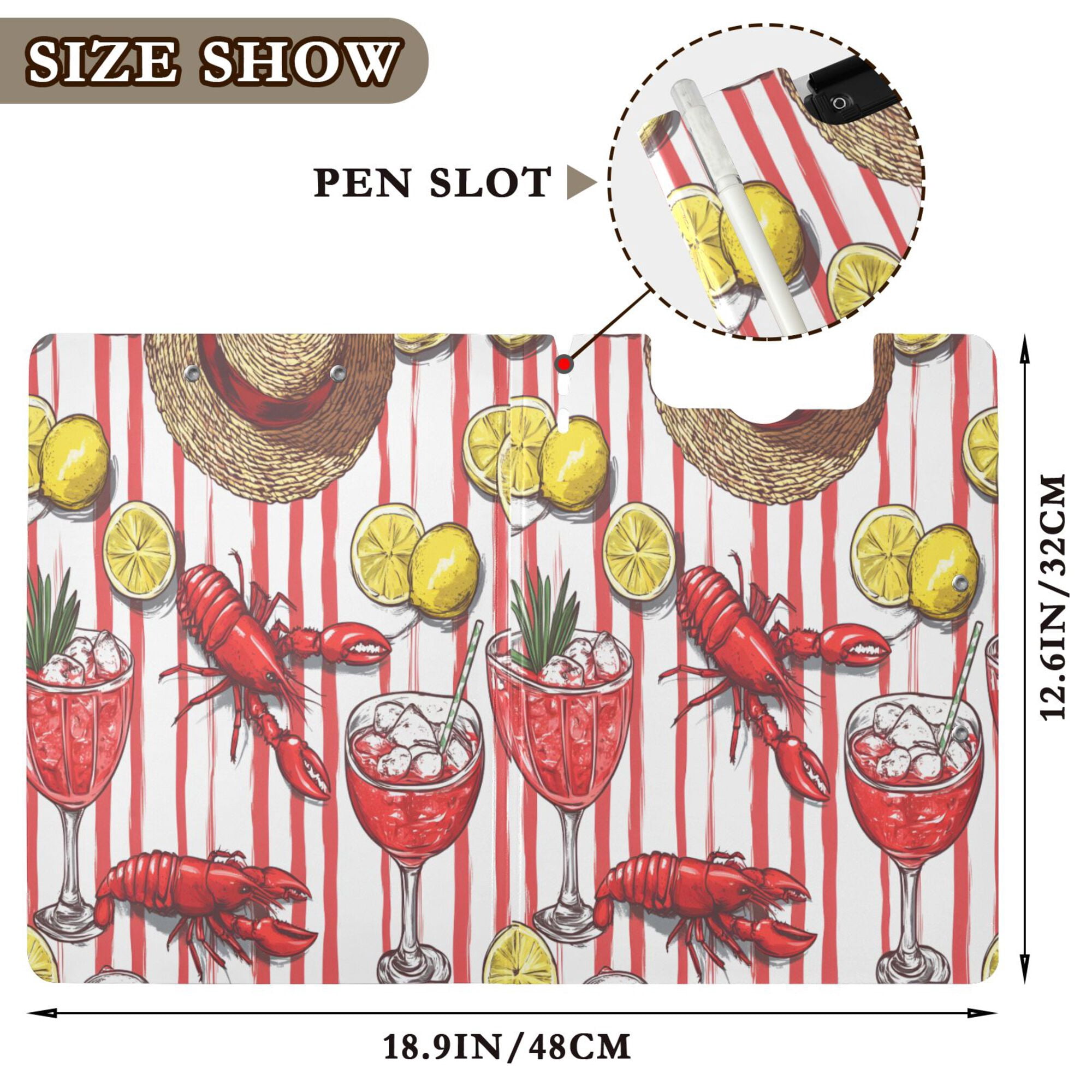 FORMRS A4 Clipboard Folder with Pen Holder Horizontal Foldable School Office Binder, Red Lobster