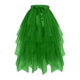 thumbnail image 4 of Women's Ruffled Tulle Midi Skirt High Waisted Satin Bow Irregular Hem Mesh Midi Skirts Stretchy Comfy Layered Party Outfits, 4 of 4
