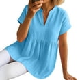 thumbnail image 4 of Vestidos Casuales Para Mujer, Blusas De Mujer De Moda Blusa tipo jersey con cuello en V y mangas cortas de color liso para mujer, 4 of 6