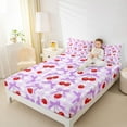 thumbnail image 4 of Feelyou Purple Princess Bow Twin Sheet Sets, Kawaii Buffalo Plaid Bedding, 3pcs, 4 of 7