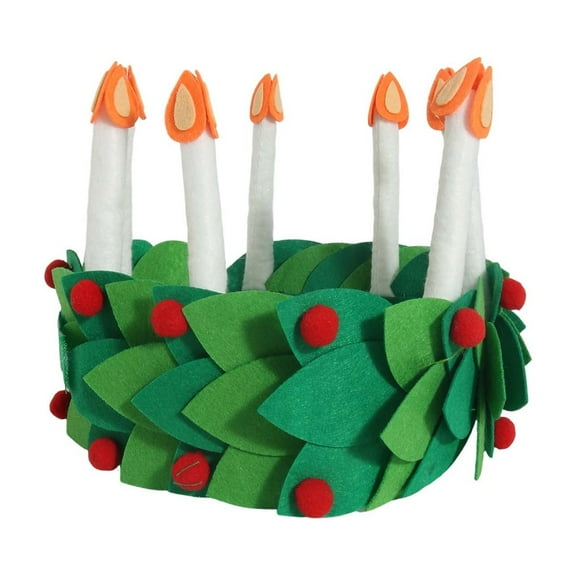 geerera Christmas Hat, Crown Candle Felt Headband, Wreath Headband Headpiece Christmas Gifts for Xmas Festival Celebration