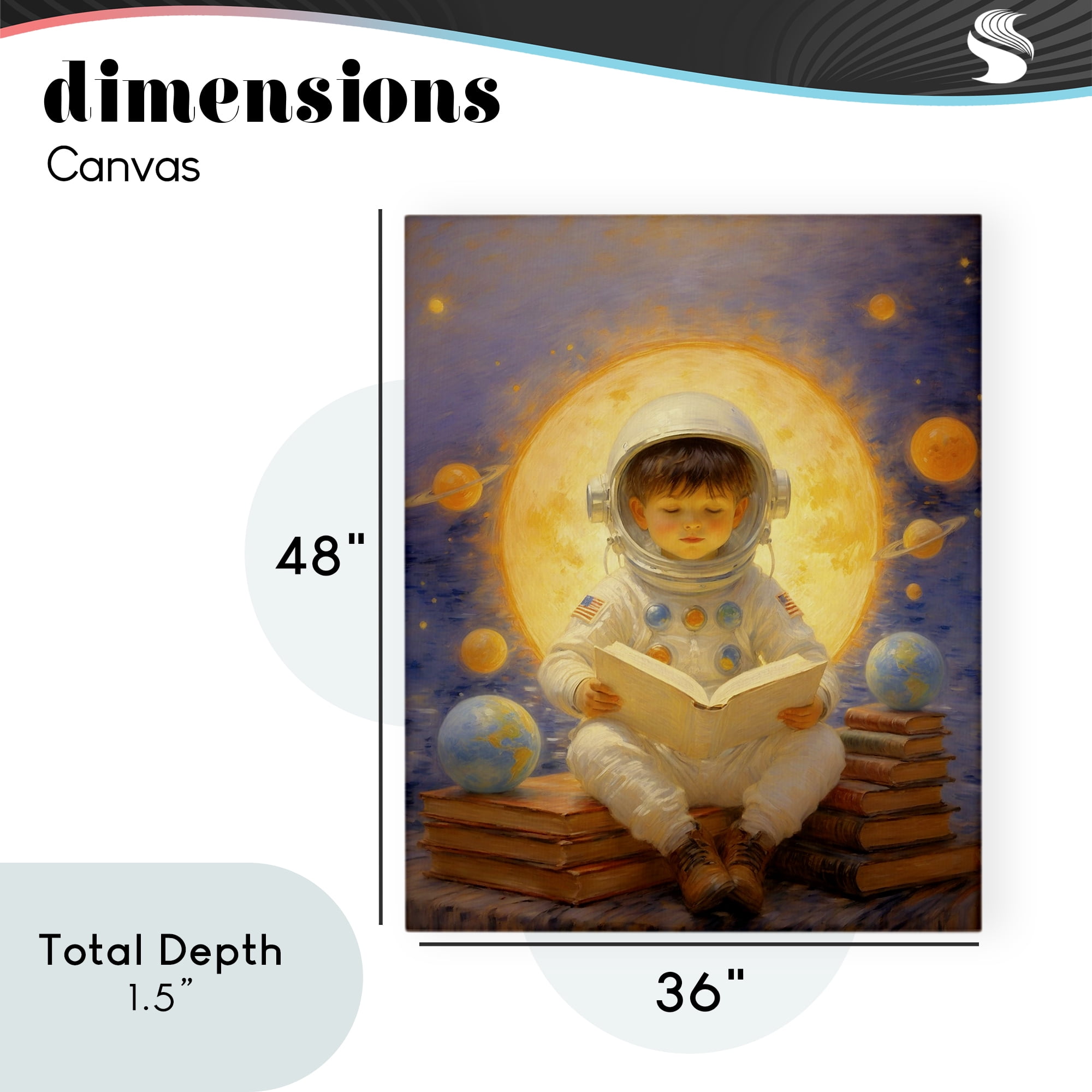 Astronaut Child Learning Canvas Wall Art, design by Angie Hawke