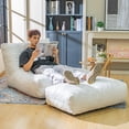 thumbnail image 3 of Stomze Bean Bag Chair with Ottoman, Comfy Bean Bag Sofa with Memory Foam, Lazy BeanBag Sofa with Footstool, Fireside Bean Bag Couch for Living Room, Bedroom, Apartment, 3 of 7