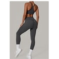 thumbnail image 4 of SKQIT Women's 2 Piece Workout Set Ruched Longline Sports Bra & High Waisted Leggings Removable Pads Yoga Pilates Outfit, 4 of 7
