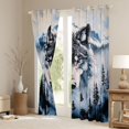 thumbnail image 3 of Homewish Cartoon Wolf Animal Black Out Curtains for Boy, Snow Mountain Curtains Pack of 2 (42x63 Each), Rustic Farmhouse Theme Bedroom Curtains, Window Curtains Decor, 3 of 6
