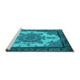 thumbnail image 2 of Ahgly Company Machine Washable Indoor Rectangle Oriental Turquoise Blue Industrial Area Rugs, 8' x 10', 2 of 4