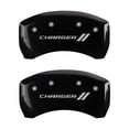 thumbnail image 2 of MGP 4 Caliper Covers Engraved Front & Rear With stripes/Charger Black finish silver ch Fits select: 2013-2015 DODGE CHARGER SE, 2016-2019 DODGE CHARGER SXT, 2 of 2