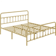 thumbnail image 3 of Alden Design Metal Platform King Bed with High Headboard, Antique Gold, 3 of 10