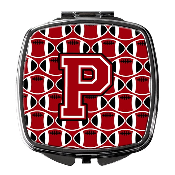 Letter P Football Red Black and White Compact Mirror CJ1073-PSCM