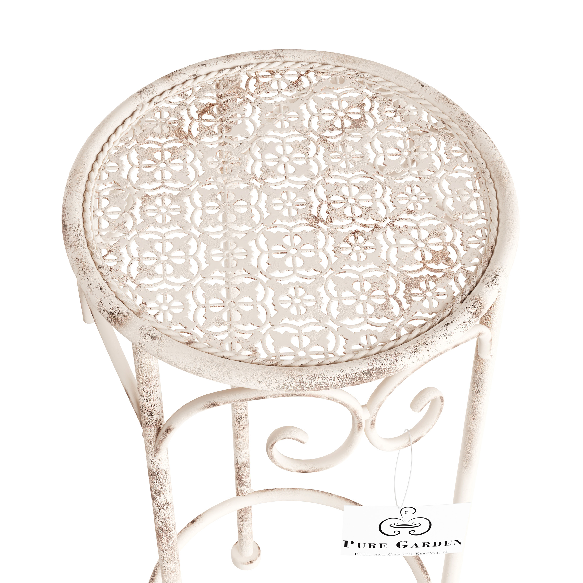 Plant Stands– Set of 3 Indoor or Outdoor Plant Display by Pure Garden (Antique White)