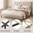 thumbnail image 6 of Frostbloom Full Size Linen Upholstered Platform Bed Frame with Adjustable Headboard, Beige, 6 of 8