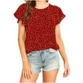 thumbnail image 1 of EQWLJWE Hauts d'Été pour Femmes T-shirt Décontracté Imprimé Col Rond Manches Courtes Blouse, 1 of 9