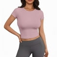 thumbnail image 2 of LIUJUNSHOP Seamless Crop Workout Tops for Women - Athletic Running Gym Yoga Short Sleeve Shirts Basic, 2 of 5