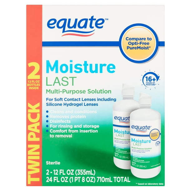 Equate Moisture Last MultiPurpose Solution, 12 fl oz, 2 Count