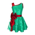thumbnail image 2 of TiaoBug Kids Girls Xmas Festive Dress Jumpsuit Leotard Christmas Elf Dress Up 4-14 Green 8, 2 of 6