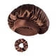 thumbnail image 5 of Gorro de baño de satén para mujer, gorro para el pelo, para salón de belleza, maquillaje y baño. Marrón, 5 of 9