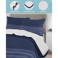 thumbnail image 4 of Quilts Twin Size Bedding Set, Navy Blue Striped Lightweight Quilted Comforter, Vintage Stripes Ombre Soft Reversible Bedspread Coverlet with Pillow Covers for All Season, 68" x 86", 4 of 7
