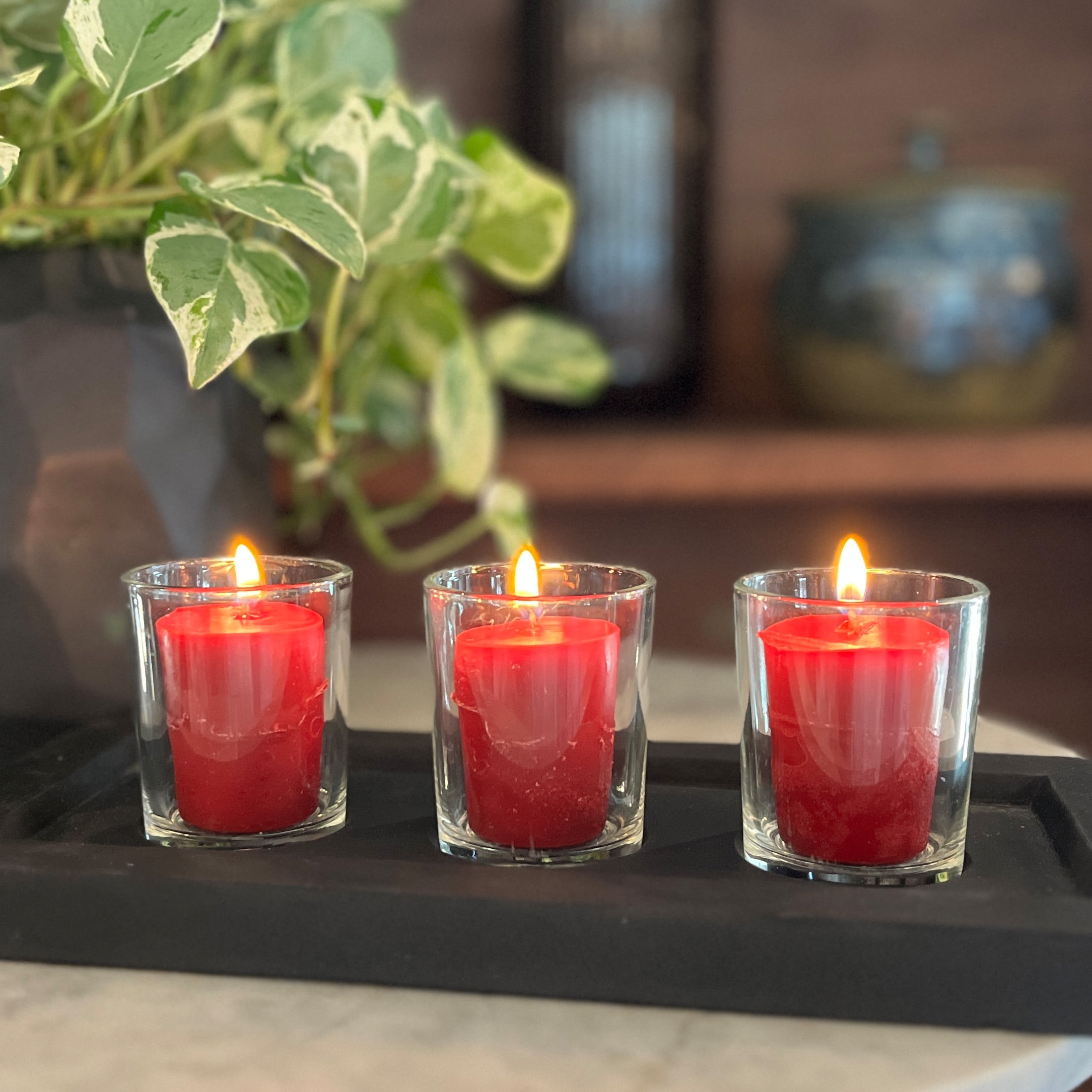 Mainstays Paraffin Wax Votive Candles, Unscented, Red, 4 Pack