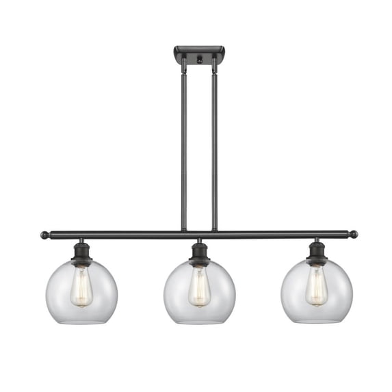 516-3I-SG-G124-Innovations Lighting-Athens-3 Light Island in Industrial Style-36 Inches Wide by 11 Inches High Satin Gold Finish with Seedy Glass
