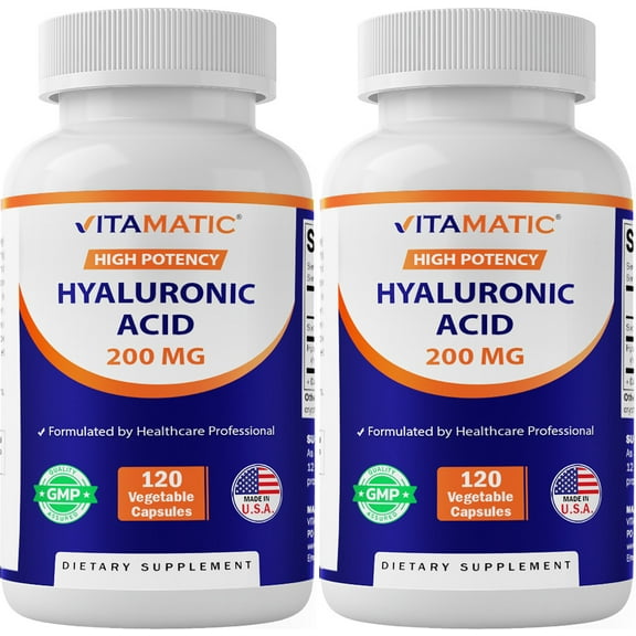 2 Pack - Vitamatic Hyaluronic Acid 200 mg 120 Capsules 200mg