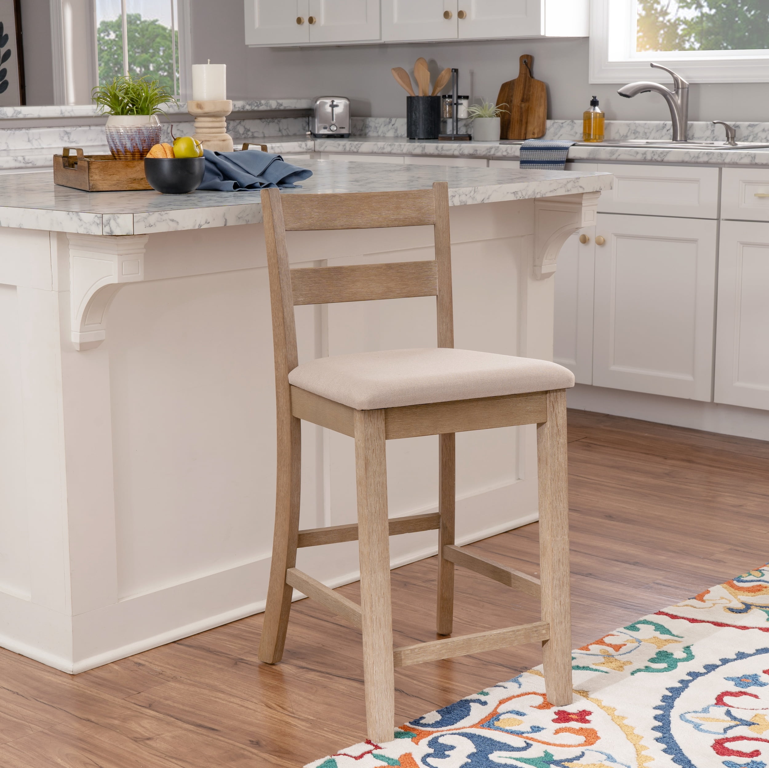 Linon Sorenson 25" Indoor Soho Counter Stool, Graywash/Beige