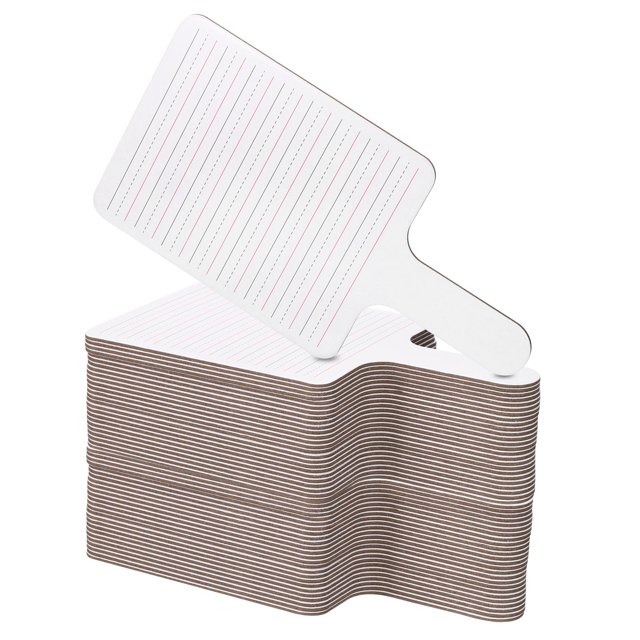 Uxcell 11x6in Dry Erase Paddles, 100Pcs Handheld Square Lined Dry Erase Boards
