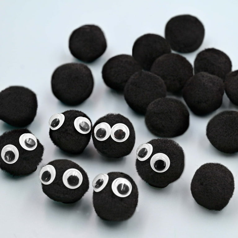 Hello Hobby Black Fuzzy Pom Poms 80 Piece 1 Inch Arts and Crafts